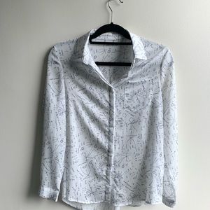 Scientific/Math Printed Collared Blouse